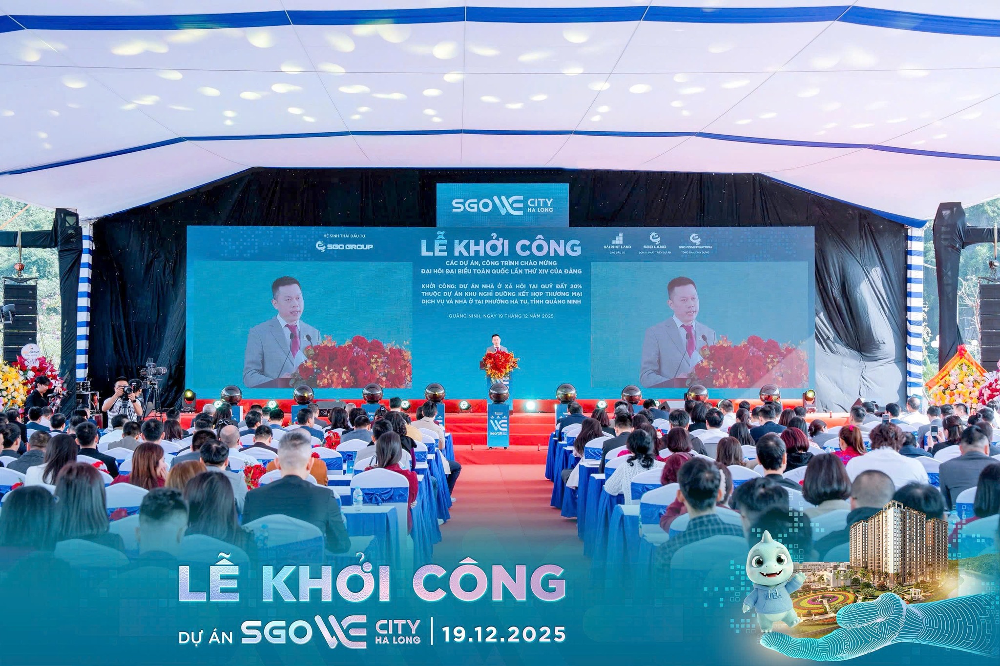 Ông Vũ Kim Giang - Đại diện SGO Group phát biểu tại lễ khởi công